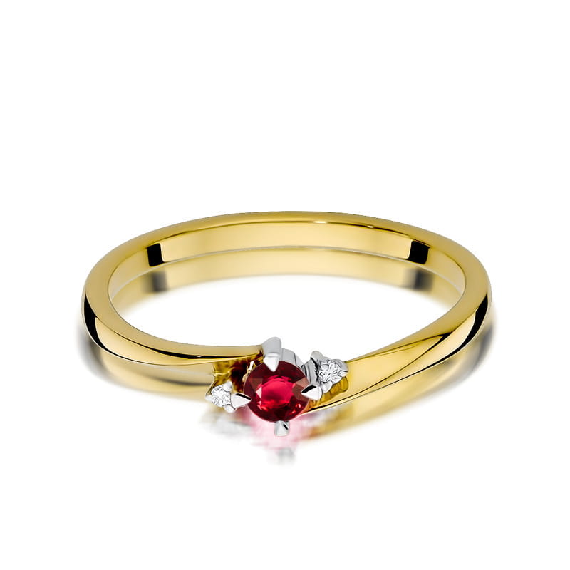 Inel Aur 14K cu Rubin 0.15 ct si Diamante Naturale 0.02 ct, imaginea 2 din 12