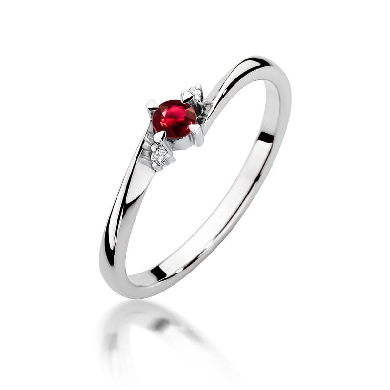 Inel Aur 14K cu Rubin 0.15 ct si Diamante Naturale 0.02 ct, imaginea 5 din 12