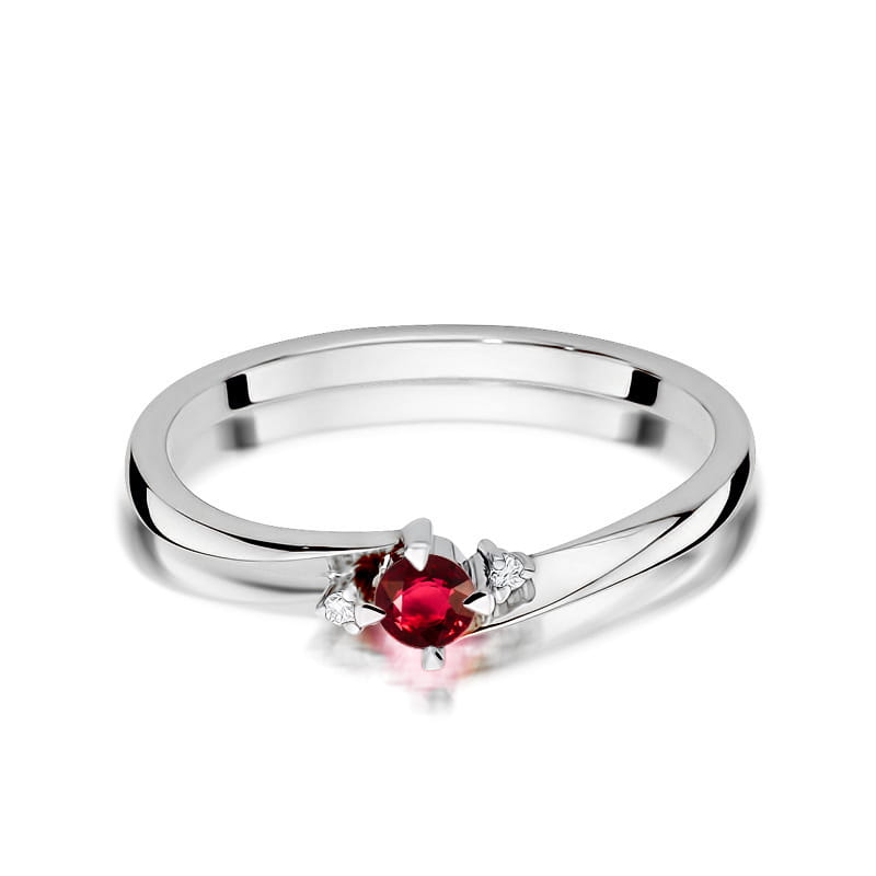 Inel Aur 14K cu Rubin 0.15 ct si Diamante Naturale 0.02 ct, imaginea 6 din 12
