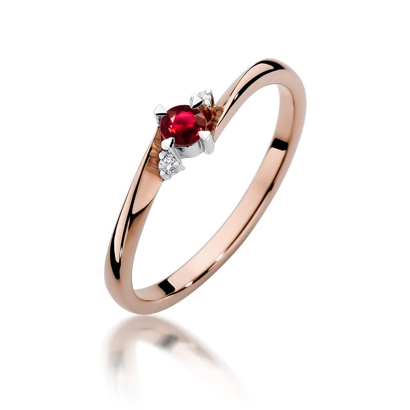 Inel Aur 14K cu Rubin 0.15 ct si Diamante Naturale 0.02 ct, imaginea 9 din 12
