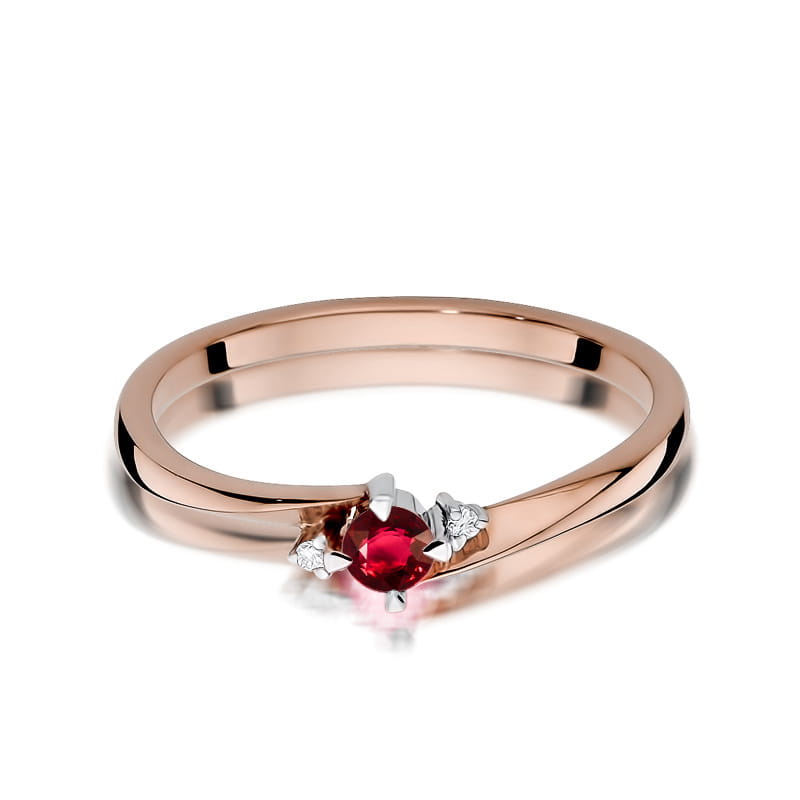 Inel Aur 14K cu Rubin 0.15 ct si Diamante Naturale 0.02 ct, imaginea 10 din 12