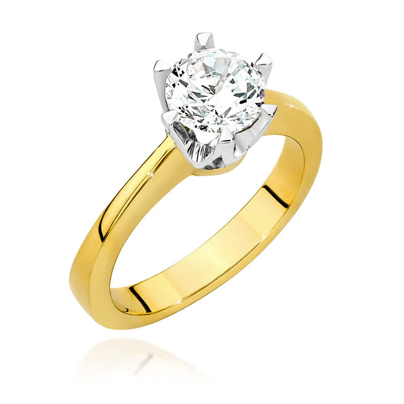 Inel Aur 14K cu Diamant Natural 0.70 ct — Aur galben