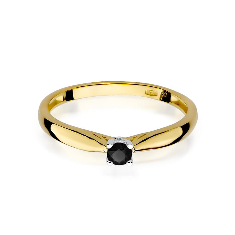 Inel Aur 14K cu Diamant Natural Negru 0.12 ct, imaginea 2 din 12