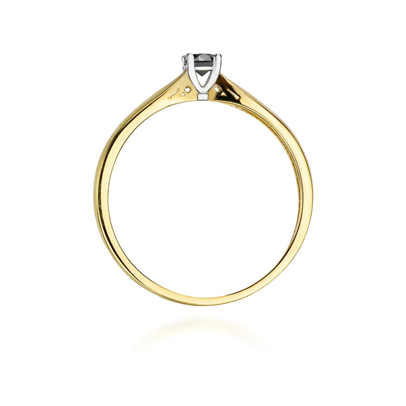 Inel Aur 14K cu Diamant Natural Negru 0.12 ct, imaginea 3 din 12