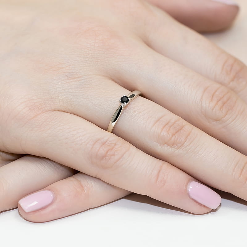 Inel Aur 14K cu Diamant Natural Negru 0.12 ct, imaginea 8 din 12
