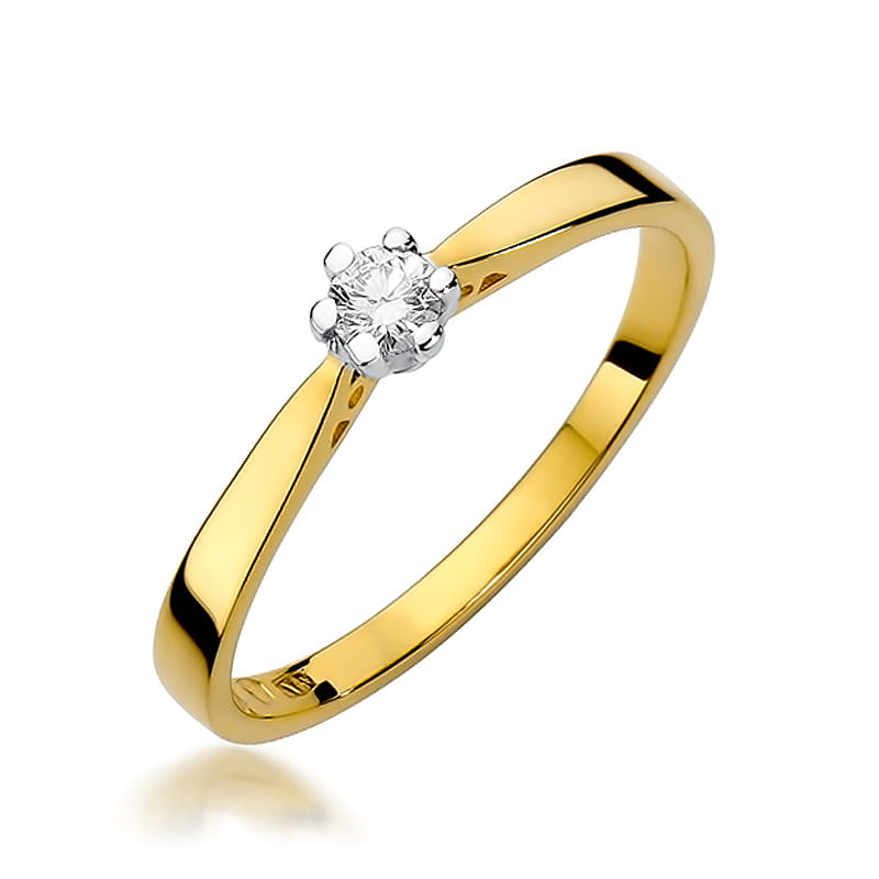 Inel Aur 14K cu Diamant Natural 0.12 ct — Aur galben