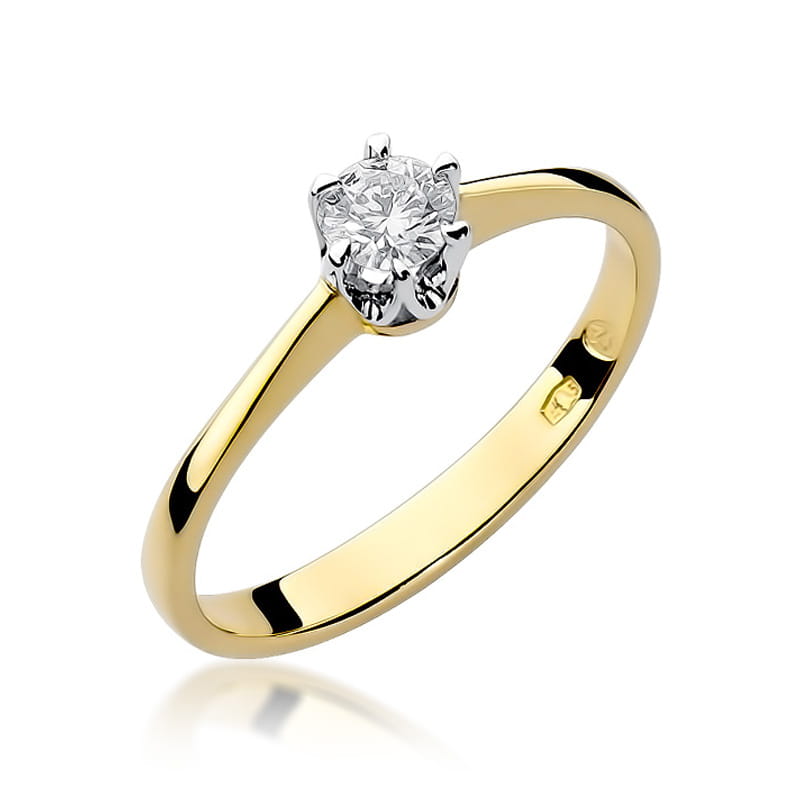 Inel Aur 14K cu Diamant Natural 0.20 ct — Aur galben