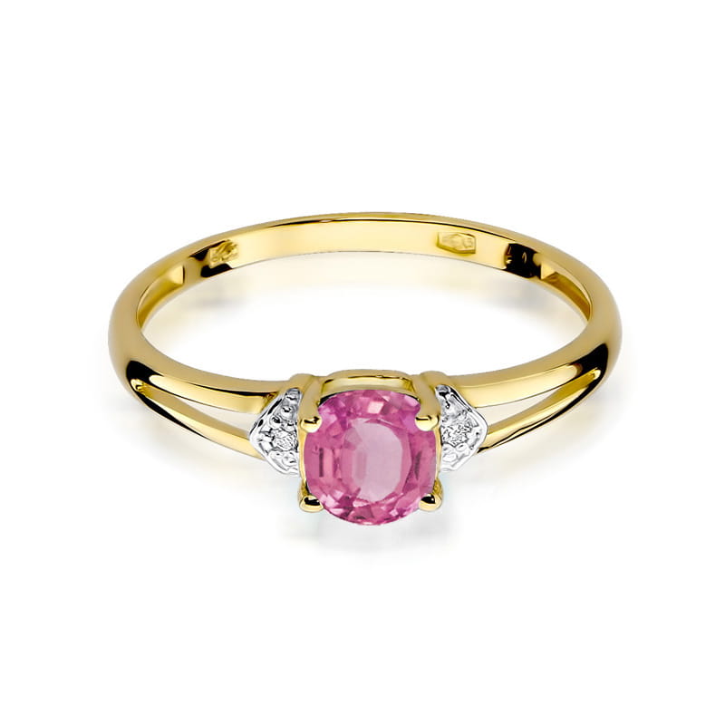 Inel Aur 14K cu Topaz Roz 0.65 ct si Diamante Naturale 0.01 ct, imaginea 2 din 12