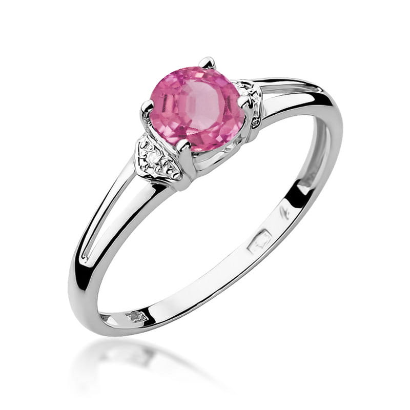 Inel Aur 14K cu Topaz Roz 0.65 ct si Diamante Naturale 0.01 ct, imaginea 5 din 12