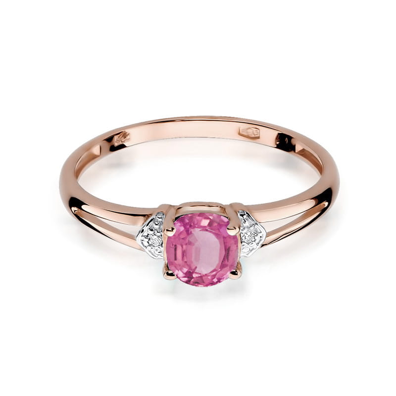 Inel Aur 14K cu Topaz Roz 0.65 ct si Diamante Naturale 0.01 ct, imaginea 10 din 12