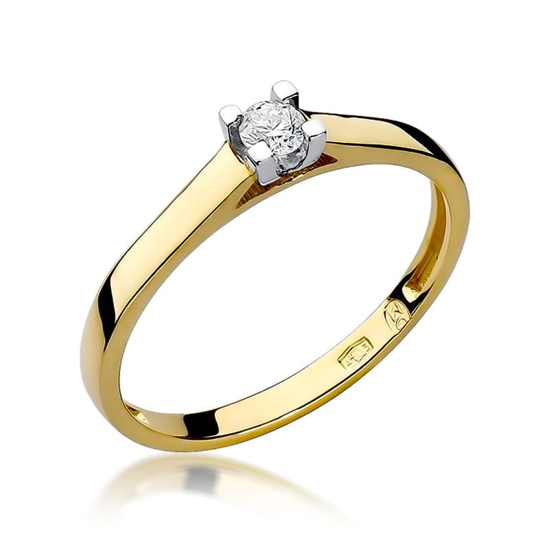 Inel Aur 14K cu Diamant Natural 0.12 ct — Aur galben