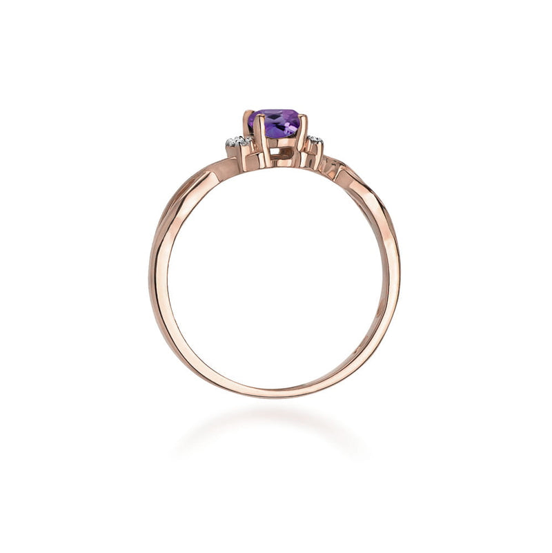 Inel Aur 14K cu Ametist 0.40 ct si Diamante Naturale 0.05 ct, imaginea 11 din 12
