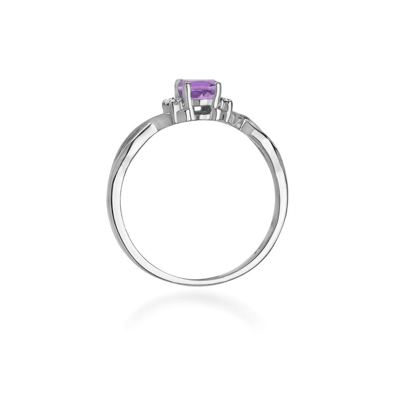Inel Aur 14K cu Ametist 0.40 ct si Diamante Naturale 0.05 ct, imaginea 7 din 12