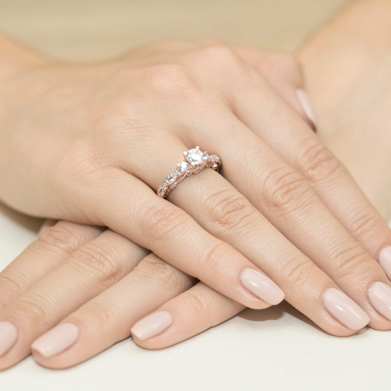 Inel Aur 14K cu White Sapphire 0.50 ct si Diamante Naturale 0.34 ct, imaginea 12 din 12