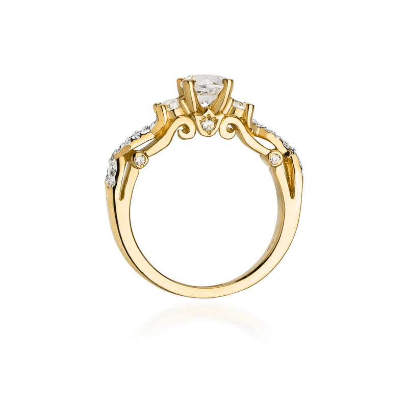 Inel Aur 14K cu White Sapphire 0.50 ct si Diamante Naturale 0.34 ct, imaginea 3 din 12