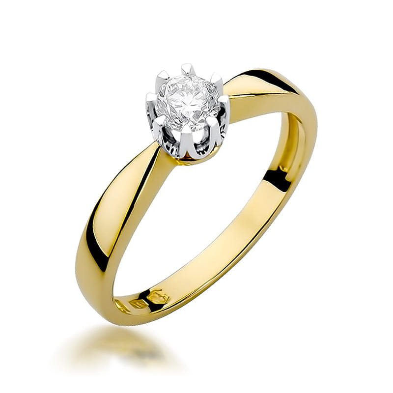Inel Aur 14K cu Diamant Natural 0.25 ct — Aur galben