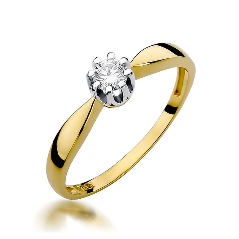 Inel Aur 14K cu Diamant Natural 0.20 ct — Aur galben