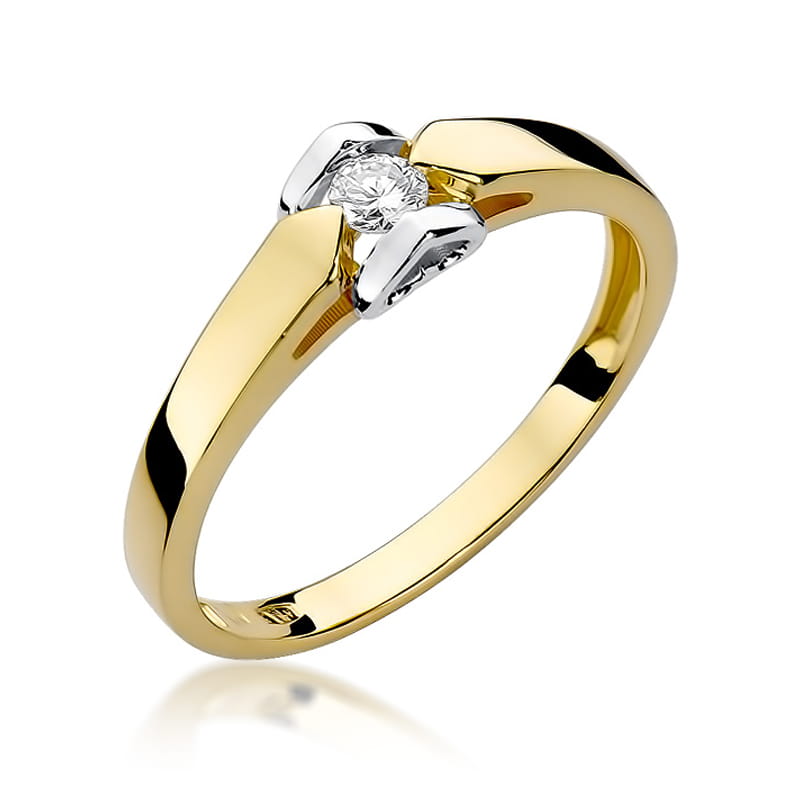 Inel Aur 14K cu Diamant Natural 0.04 ct — Aur galben