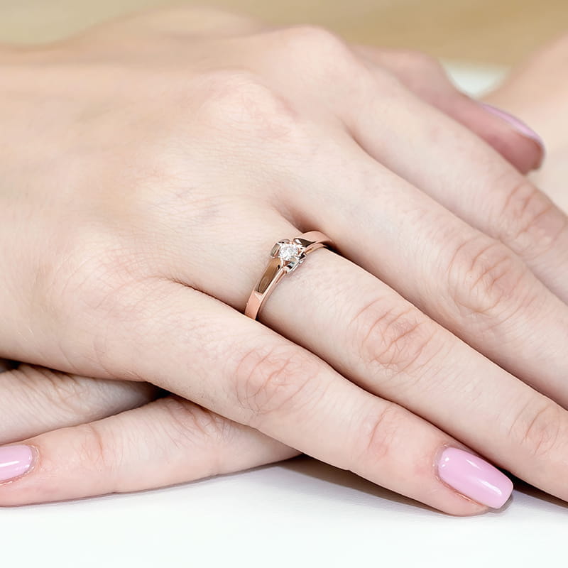 Inel Aur 14K cu Diamant Natural 0.04 ct, imaginea 8 din 12
