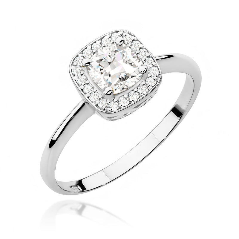 Inel Aur 14K cu White Sapphire 0.70 ct si Diamante Naturale 0.10 ct, imaginea 5 din 8