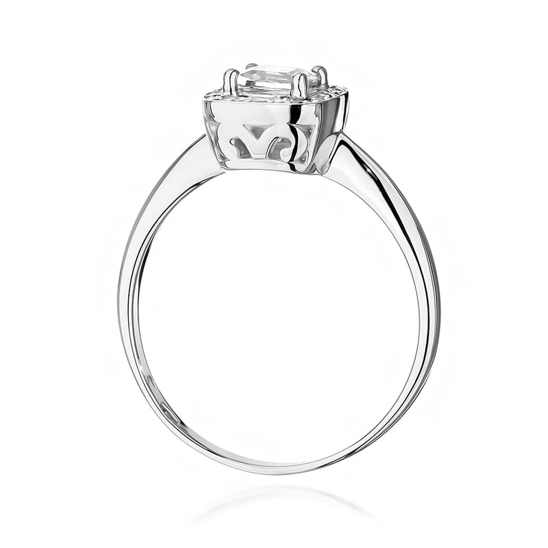 Inel Aur 14K cu White Sapphire 0.70 ct si Diamante Naturale 0.10 ct, imaginea 7 din 8