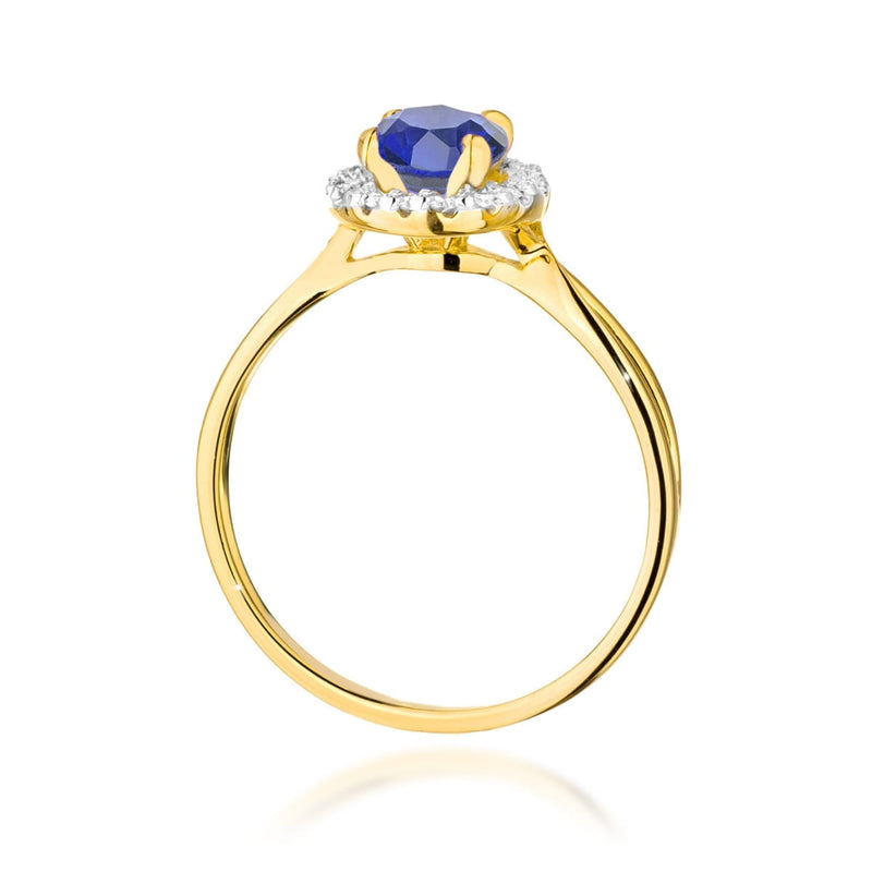 Inel Aur 14K cu Safir 1.00 ct si Diamante Naturale 0.08 ct, imaginea 3 din 12