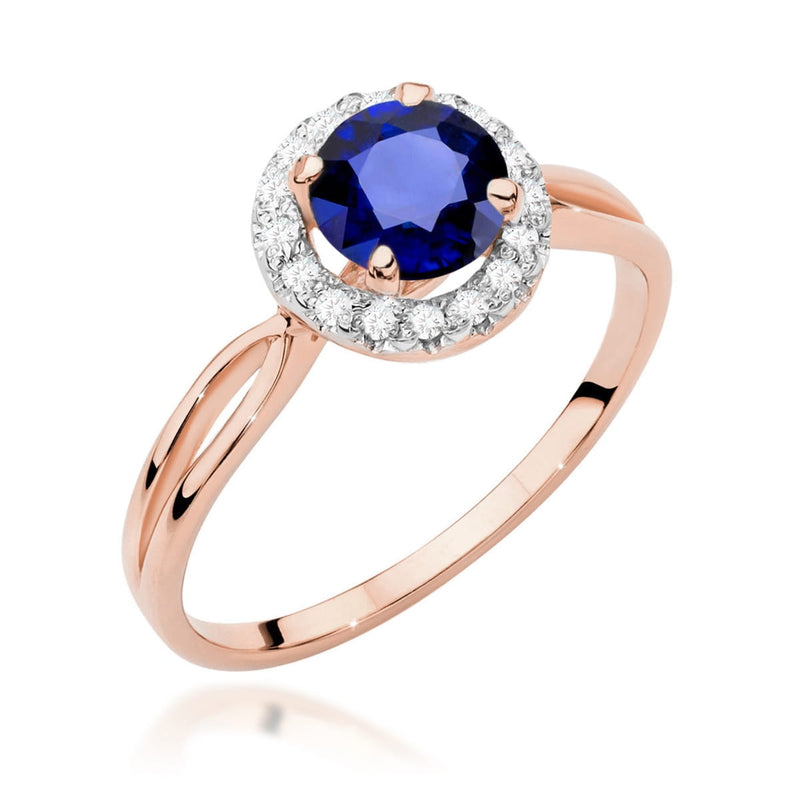 Inel Aur 14K cu Safir 1.00 ct si Diamante Naturale 0.08 ct, imaginea 5 din 12
