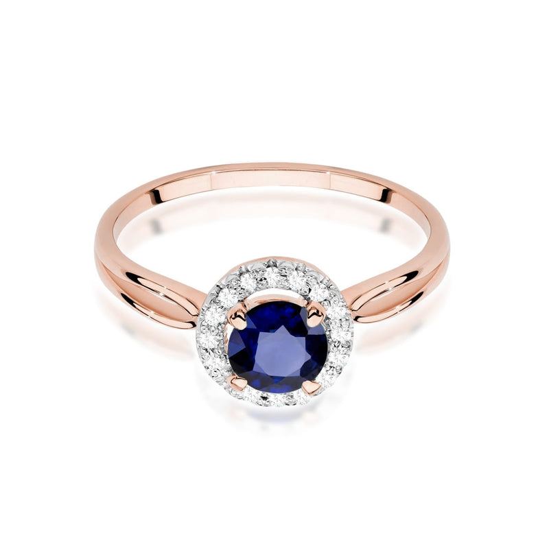 Inel Aur 14K cu Safir 1.00 ct si Diamante Naturale 0.08 ct, imaginea 6 din 12