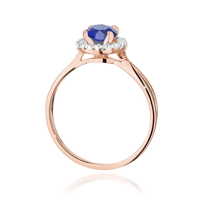 Inel Aur 14K cu Safir 1.00 ct si Diamante Naturale 0.08 ct, imaginea 7 din 12
