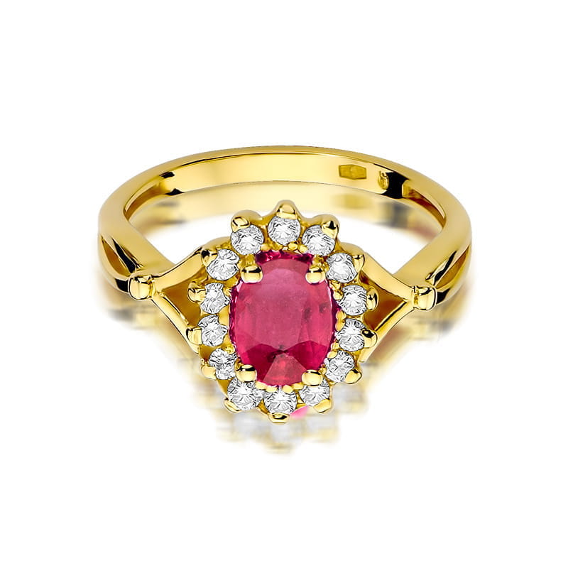 Inel Aur 14K cu Rubin 1.00 ct si Diamante Naturale 0.28 ct, imaginea 2 din 12