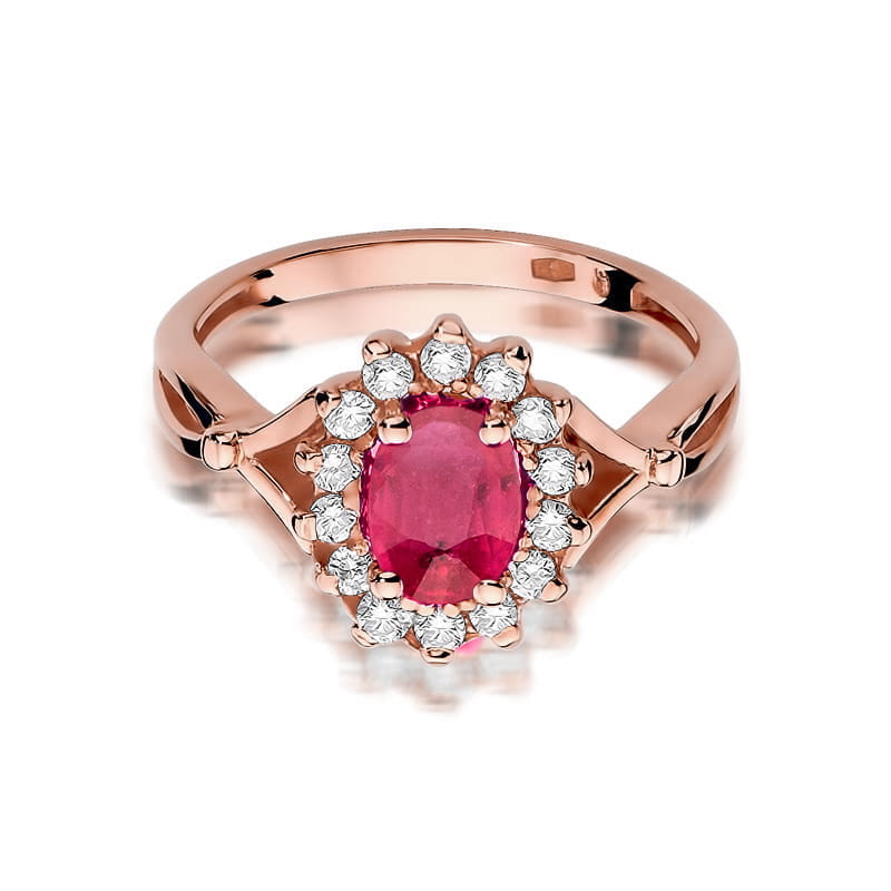 Inel Aur 14K cu Rubin 1.00 ct si Diamante Naturale 0.28 ct, imaginea 6 din 12