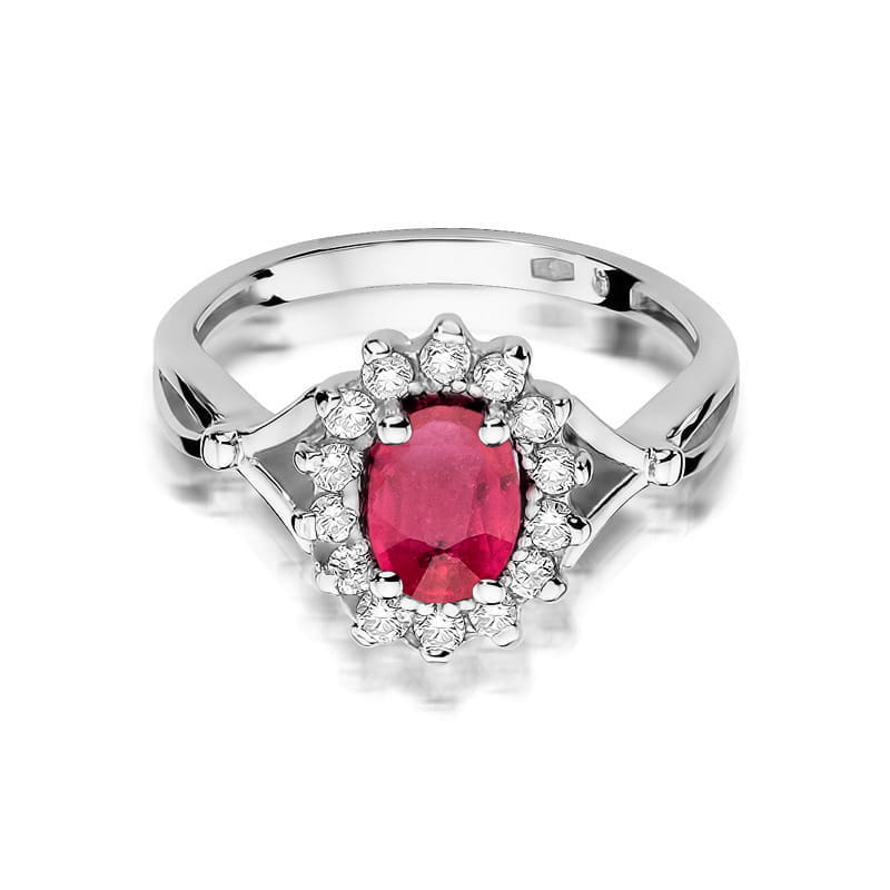 Inel Aur 14K cu Rubin 1.00 ct si Diamante Naturale 0.28 ct, imaginea 10 din 12
