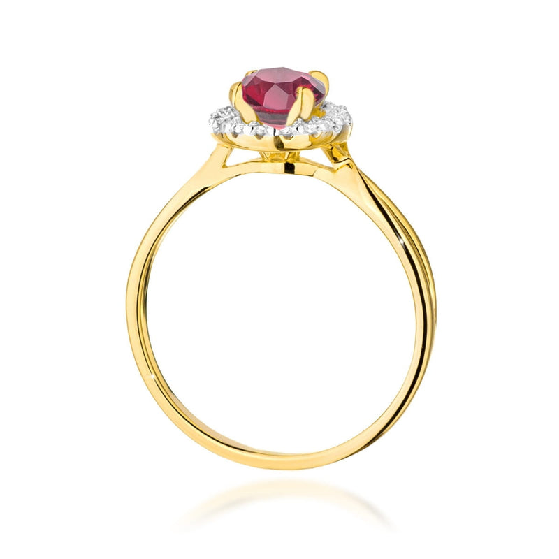 Inel Aur 14K cu Rubin 1.20 ct si Diamante Naturale 0.08 ct, imaginea 3 din 12