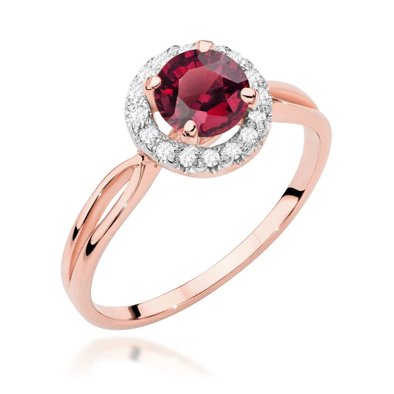 Inel Aur 14K cu Rubin 1.20 ct si Diamante Naturale 0.08 ct, imaginea 5 din 12