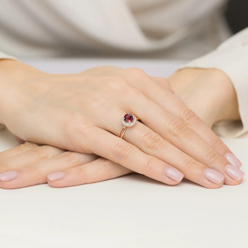 Inel Aur 14K cu Rubin 1.20 ct si Diamante Naturale 0.08 ct, imaginea 8 din 12