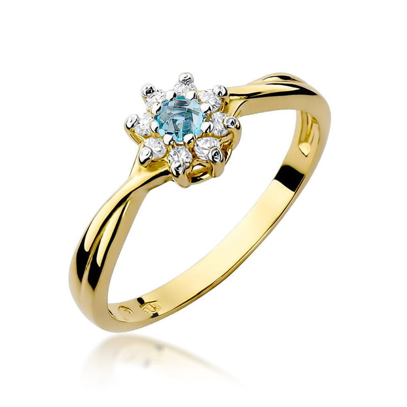 Inel Aur 14K cu Topaz Swiss 0.15 ct si Diamante Naturale 0.12 ct — Aur galben