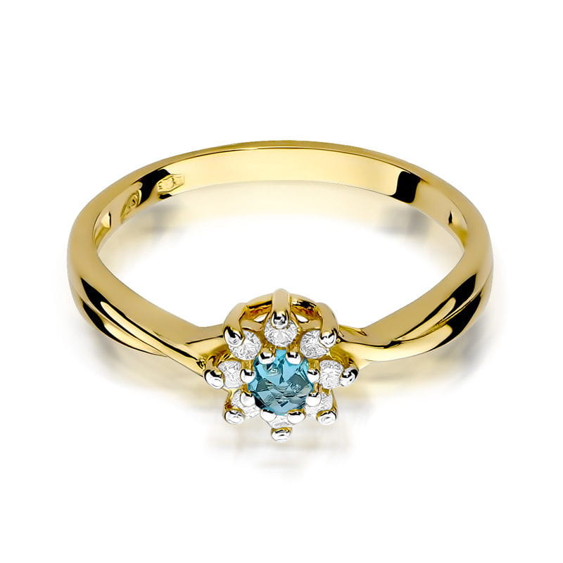 Inel Aur 14K cu Topaz Swiss 0.15 ct si Diamante Naturale 0.12 ct, imaginea 2 din 12