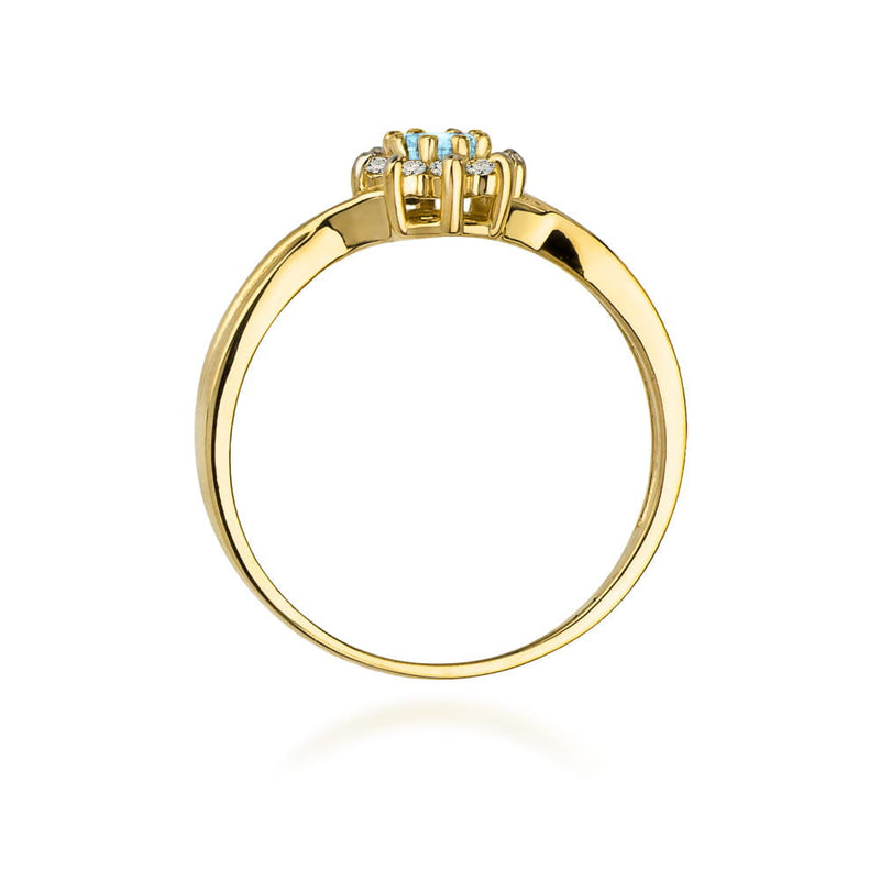 Inel Aur 14K cu Topaz Swiss 0.15 ct si Diamante Naturale 0.12 ct, imaginea 3 din 12