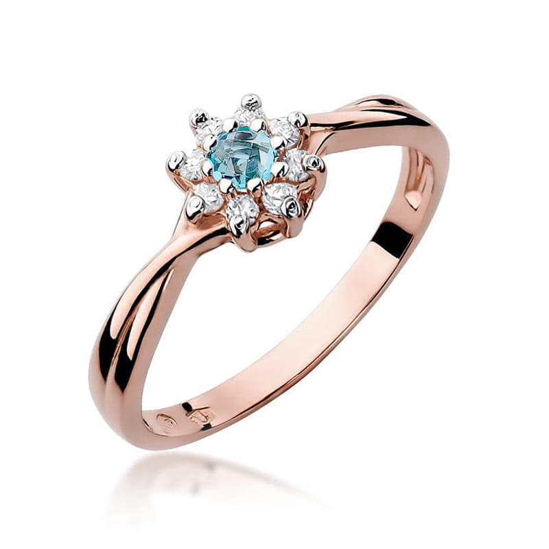 Inel Aur 14K cu Topaz Swiss 0.15 ct si Diamante Naturale 0.12 ct, imaginea 5 din 12