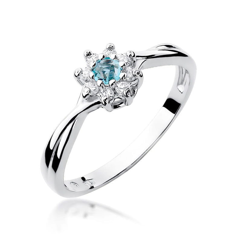 Inel Aur 14K cu Topaz Swiss 0.15 ct si Diamante Naturale 0.12 ct, imaginea 9 din 12