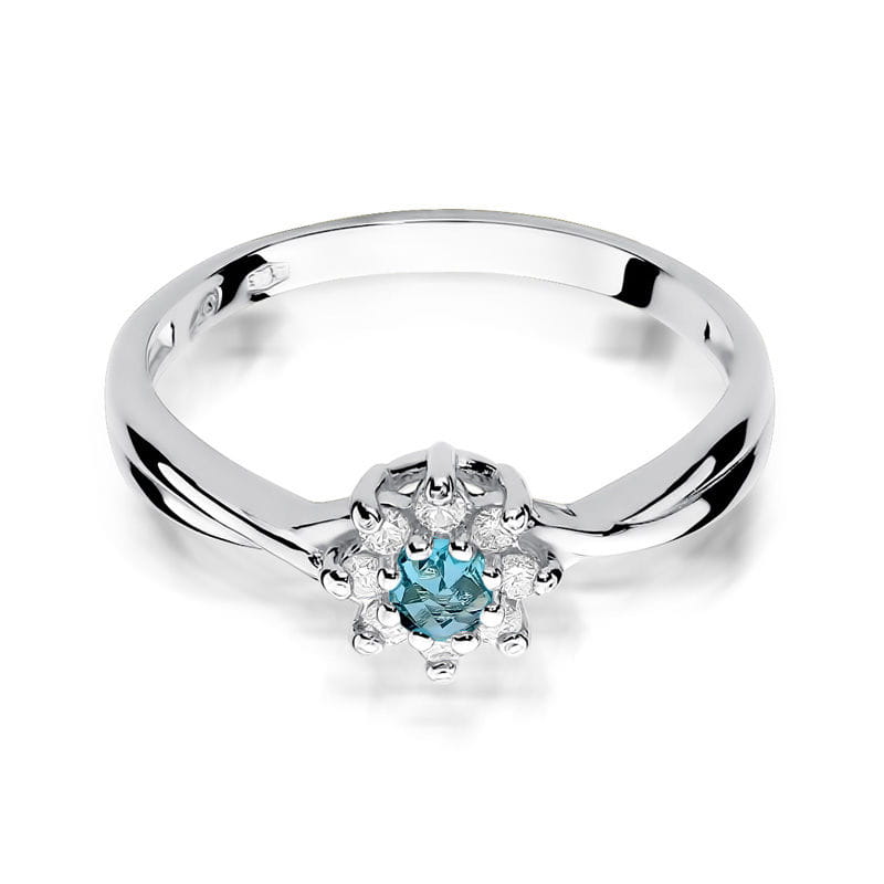 Inel Aur 14K cu Topaz Swiss 0.15 ct si Diamante Naturale 0.12 ct, imaginea 10 din 12