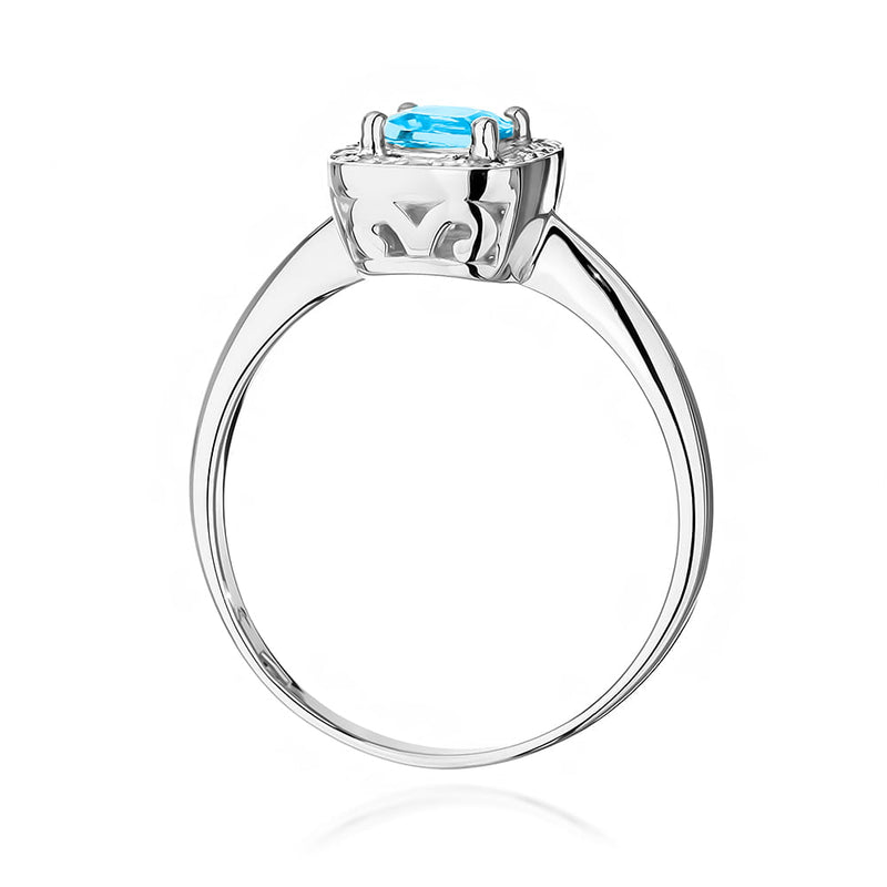 Inel Aur 14K cu Topaz Swiss 0.70 ct si Diamante Naturale 0.10 ct, imaginea 11 din 12