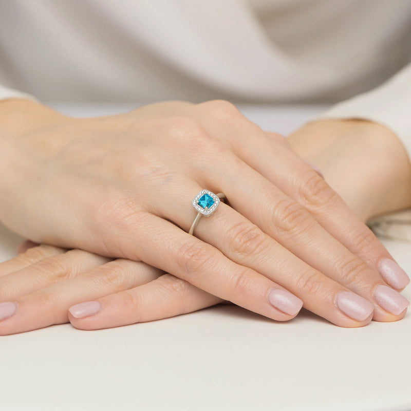 Inel Aur 14K cu Topaz Swiss 0.70 ct si Diamante Naturale 0.10 ct, imaginea 12 din 12
