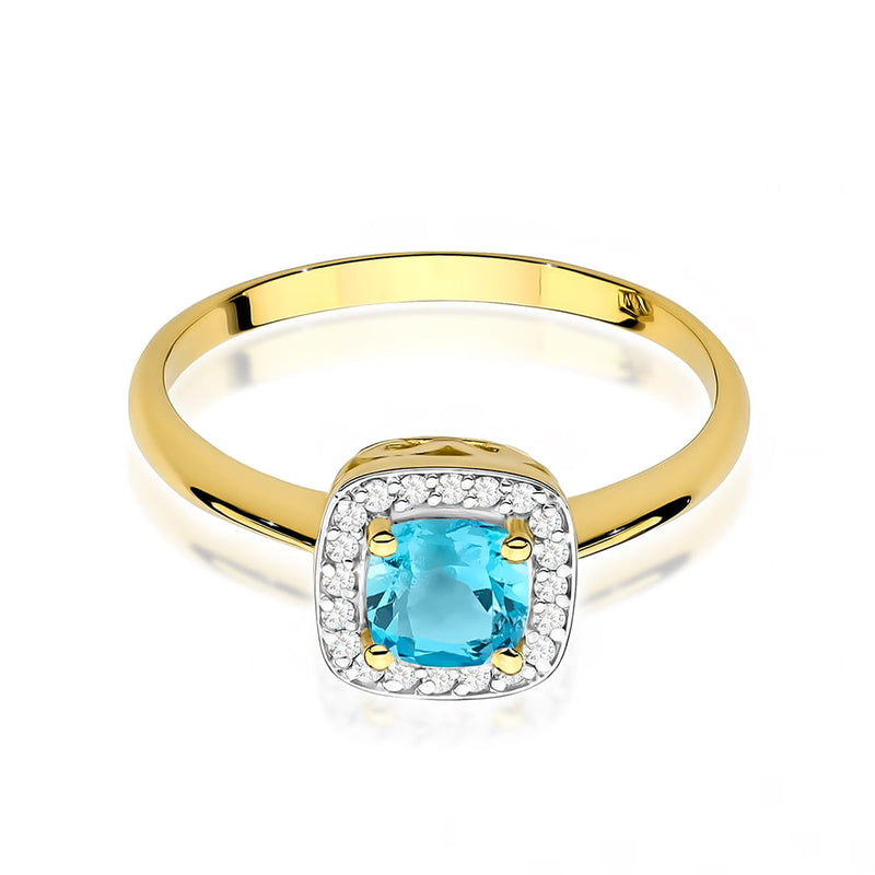 Inel Aur 14K cu Topaz Swiss 0.70 ct si Diamante Naturale 0.10 ct, imaginea 2 din 12