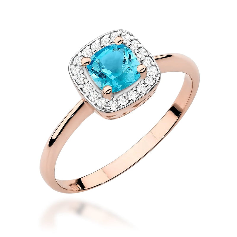 Inel Aur 14K cu Topaz Swiss 0.70 ct si Diamante Naturale 0.10 ct, imaginea 5 din 12
