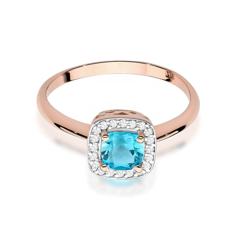 Inel Aur 14K cu Topaz Swiss 0.70 ct si Diamante Naturale 0.10 ct, imaginea 6 din 12