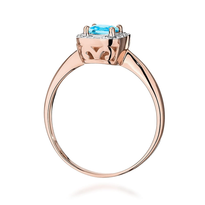Inel Aur 14K cu Topaz Swiss 0.70 ct si Diamante Naturale 0.10 ct, imaginea 7 din 12