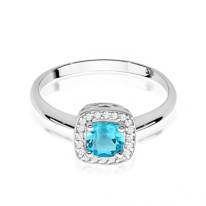 Inel Aur 14K cu Topaz Swiss 0.70 ct si Diamante Naturale 0.10 ct, imaginea 10 din 12