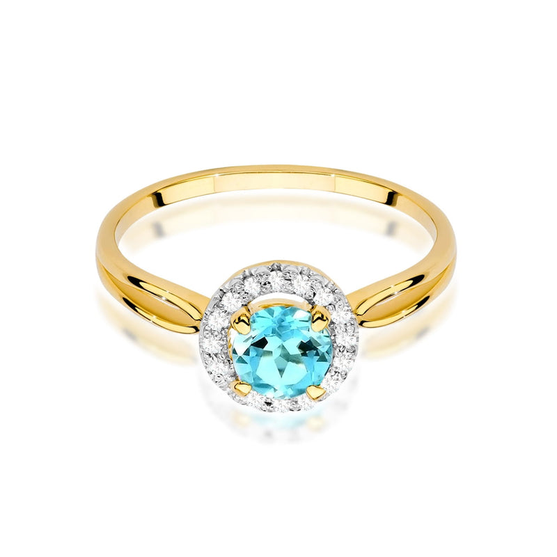 Inel Aur 14K cu Topaz Swiss 0.80 ct si Diamante Naturale 0.08 ct, imaginea 2 din 12