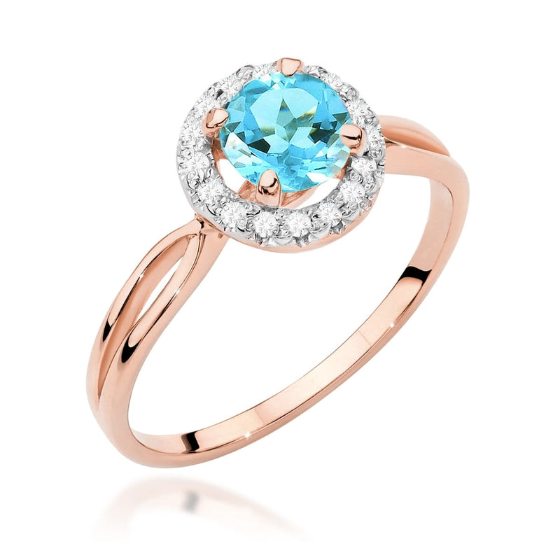 Inel Aur 14K cu Topaz Swiss 0.80 ct si Diamante Naturale 0.08 ct, imaginea 5 din 12